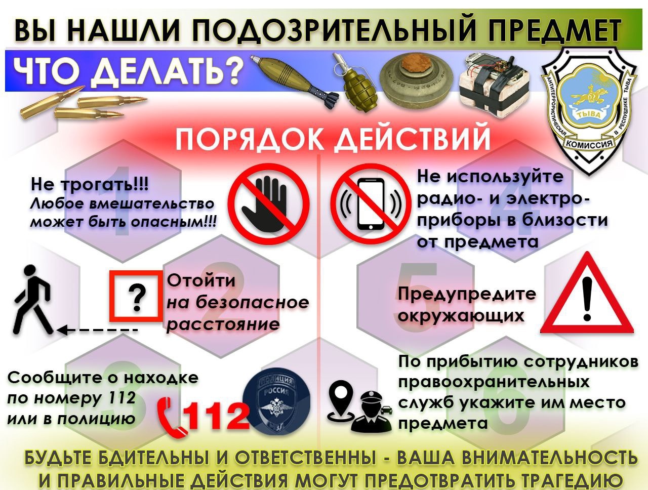 Действия при обнаружении взрывоопасных предметов Действия при обнаружении взрывоопасных предметов